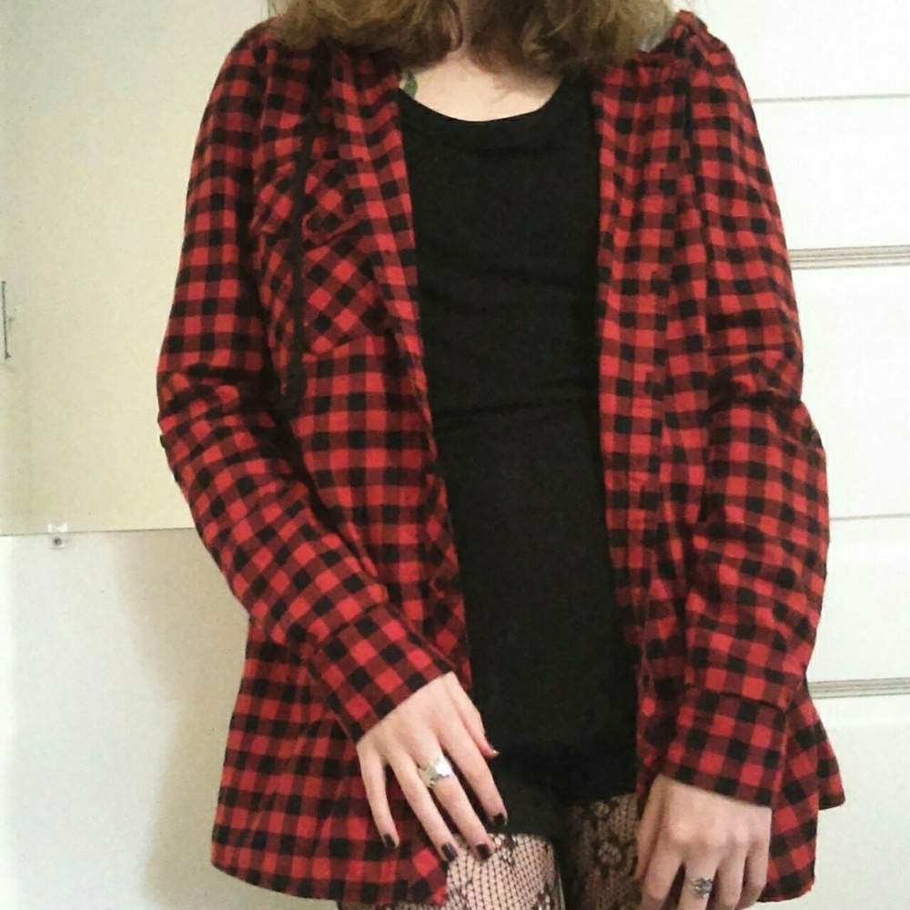 Boyfriend Button-Up w Hood